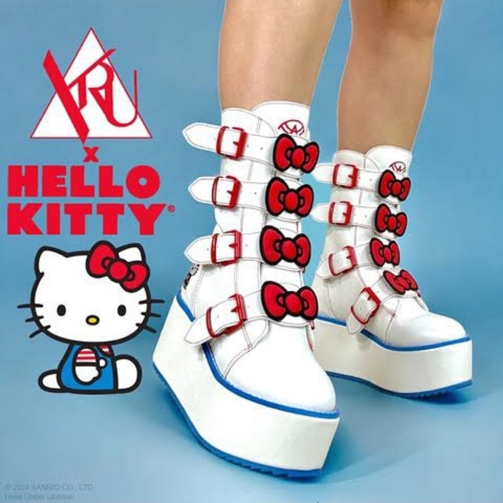YRU x Hello Kitty White Platform Boots
